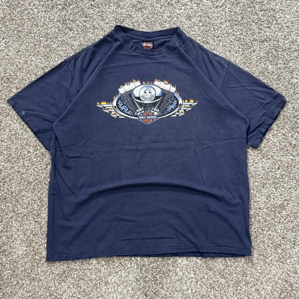 VTG 90s Harley-Davidson V-Twin T-Shirt Valley HD Eagle Belmont OH Mens 2XL
